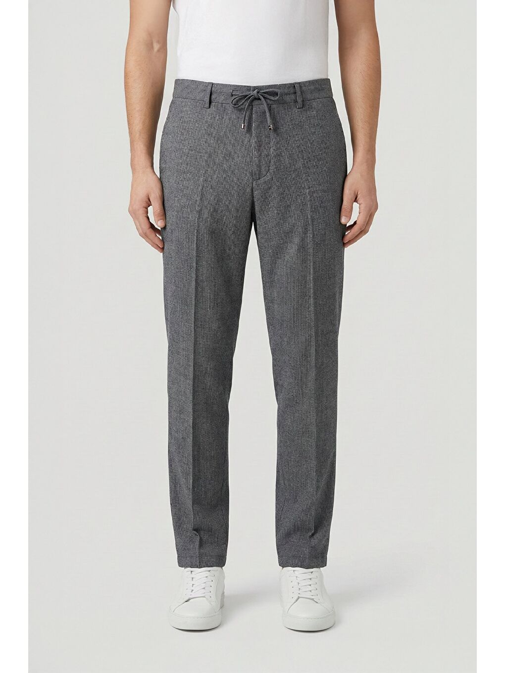 Giotelli Erkek Comfort Kalıp Gri Armürlü Klasik Kumaş Normal Bel Pantolon