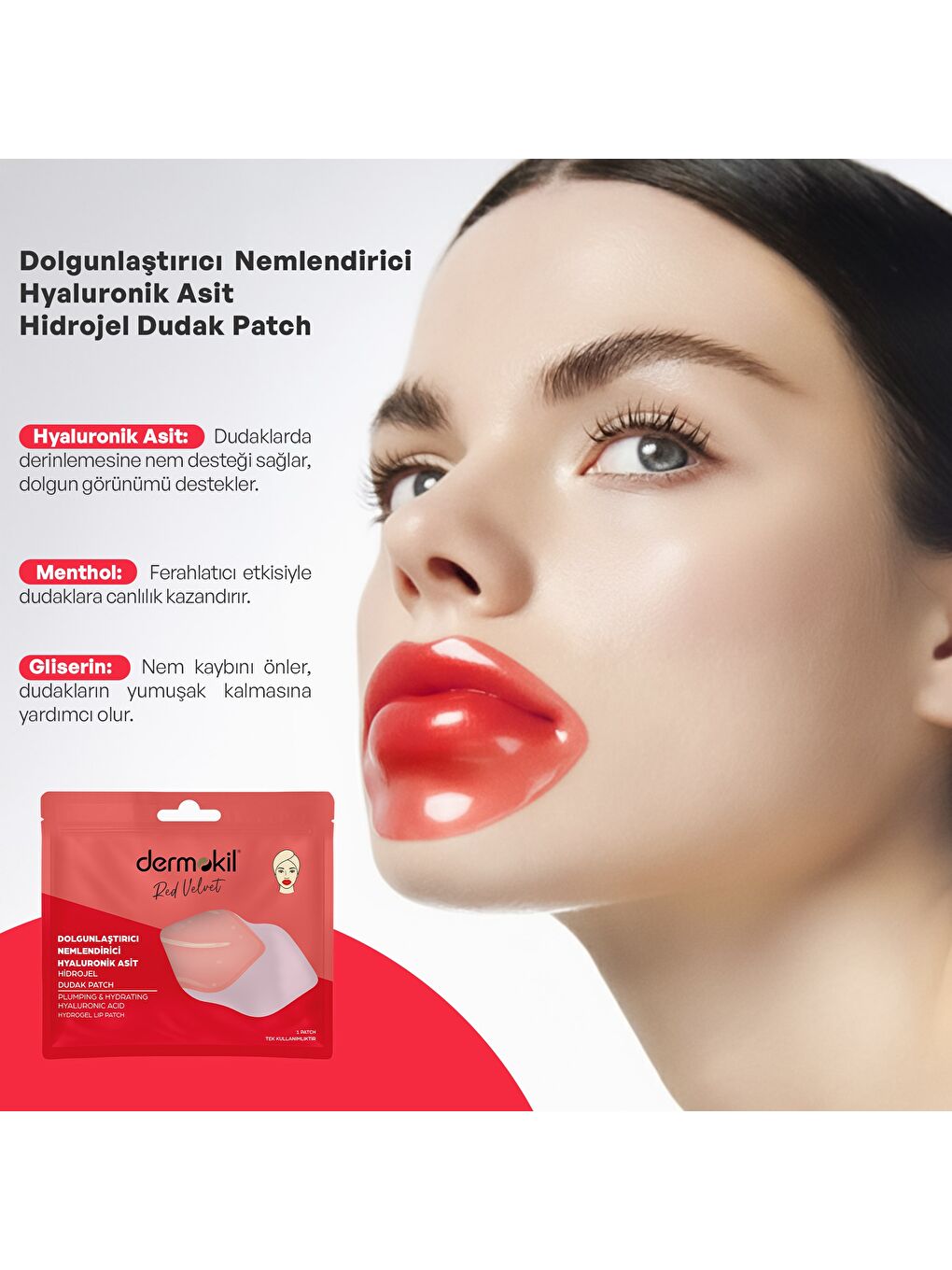 Dolgunlaştırıcı Nemlendirici Hyaluronik Asit Hidrojel Patch Dudak Maskesi-2