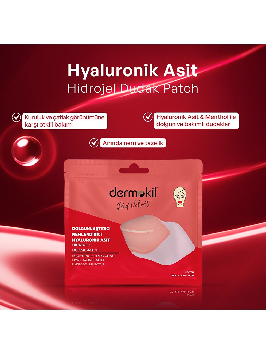 Dolgunlaştırıcı Nemlendirici Hyaluronik Asit Hidrojel Patch Dudak Maskesi-4