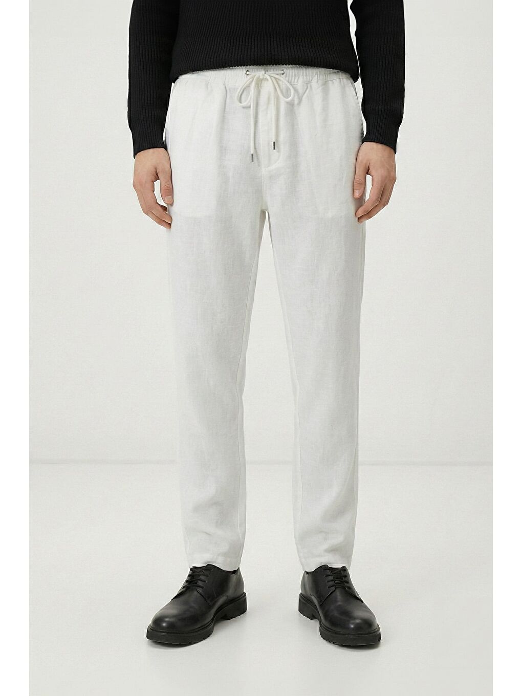 Giotelli Beyaz Dokuma Kumaş Normal Bel Standart Boy Erkek Pantolon