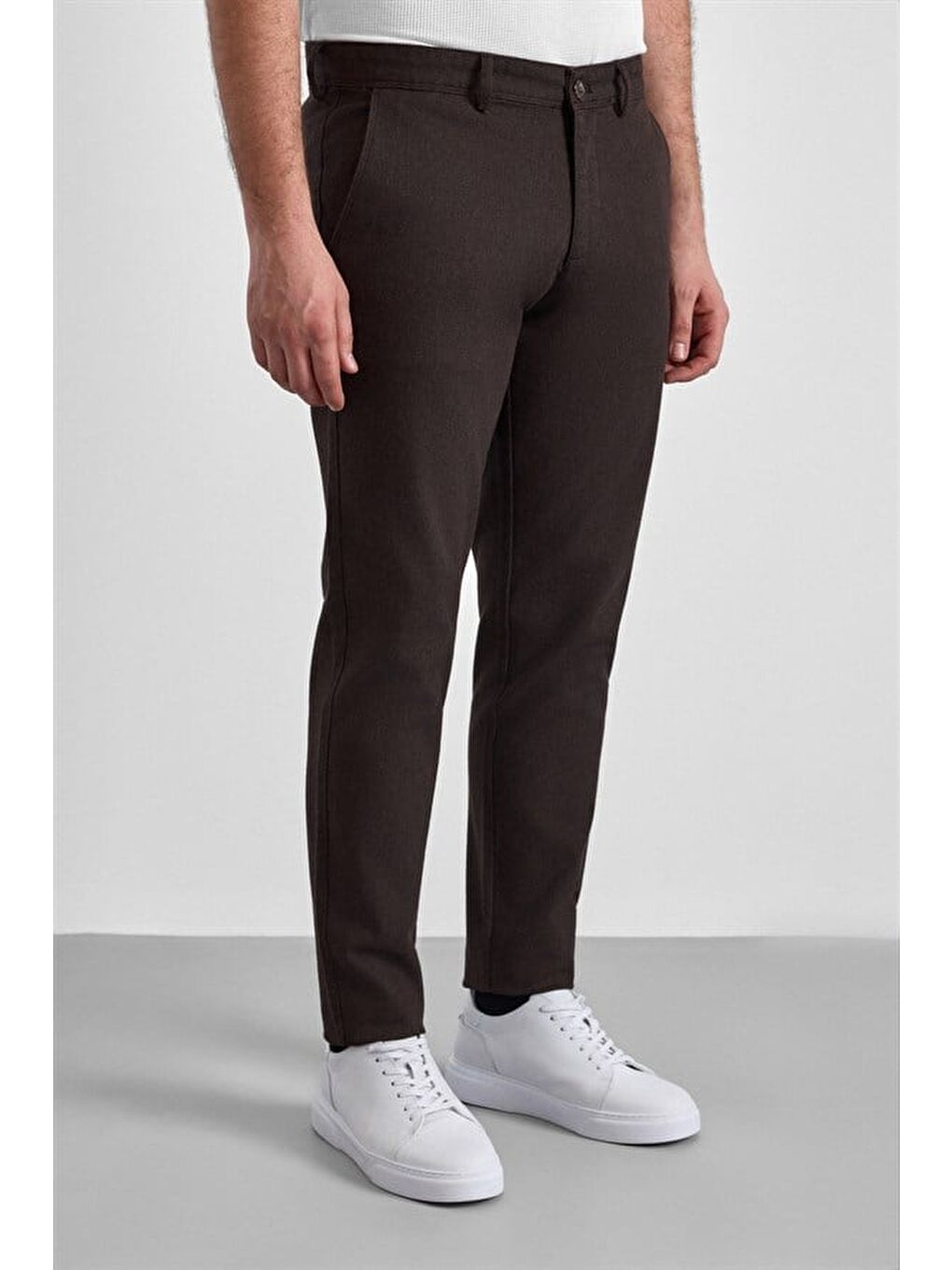 Kahverengi Koyu Kahve Slim Casual Pantolon-1