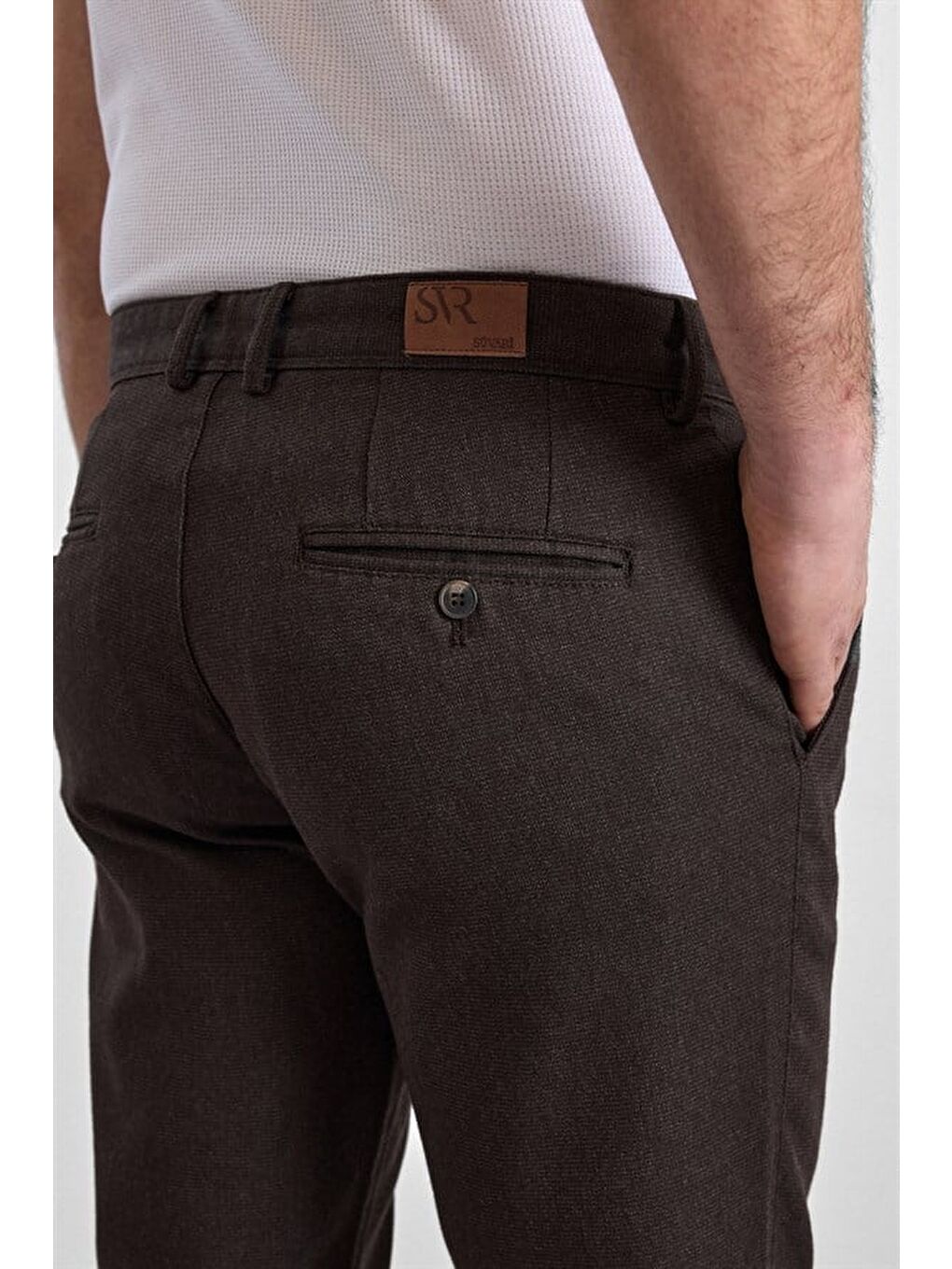 Kahverengi Koyu Kahve Slim Casual Pantolon-2