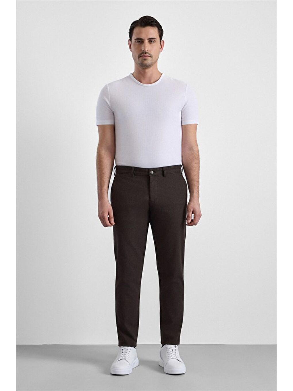 Kahverengi Koyu Kahve Slim Casual Pantolon-4