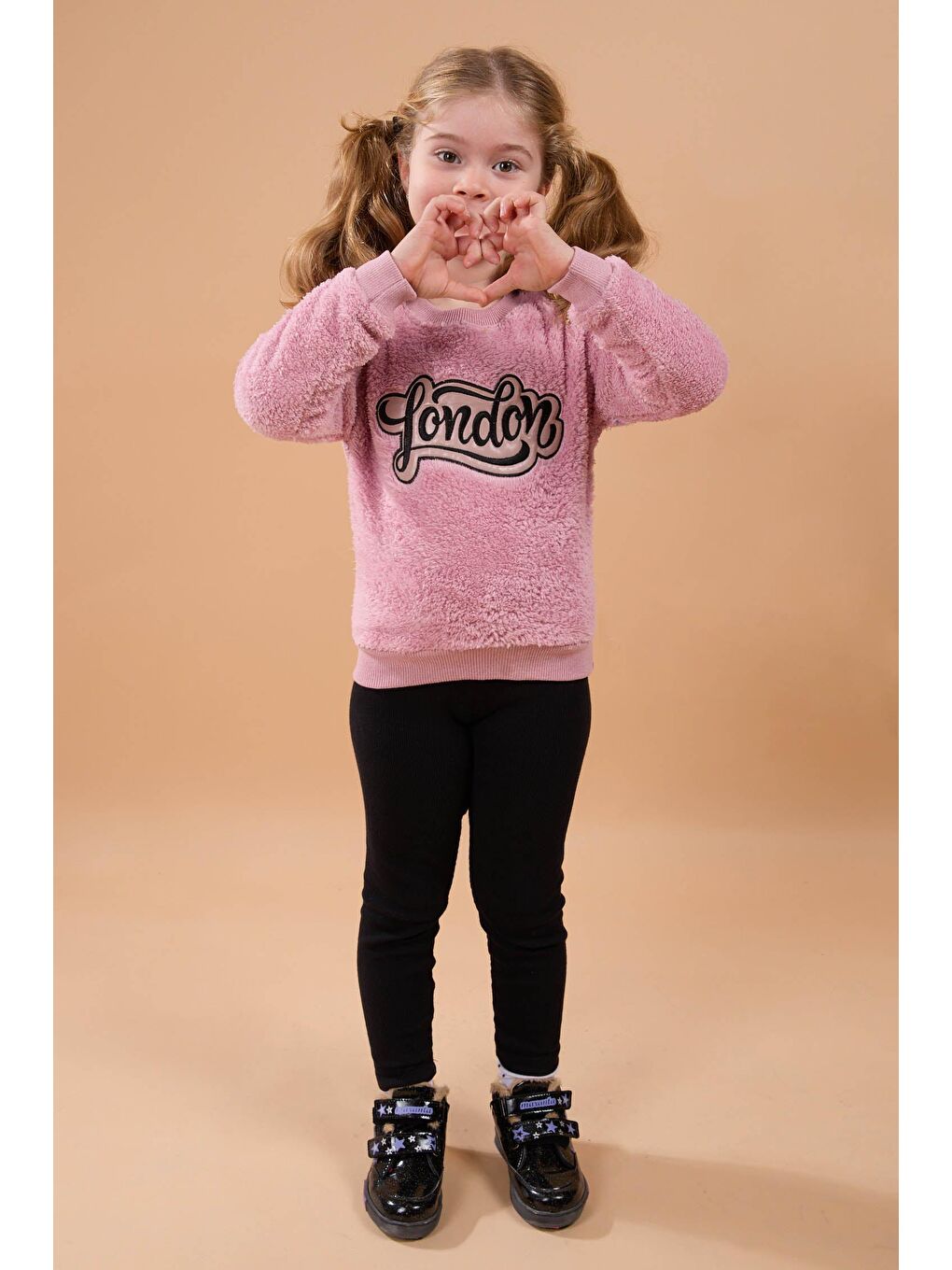 Kız Çocuk Pembe Peluş Sweat - 23795-2