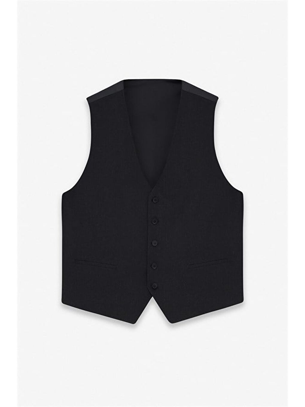 Siyah Regular Sivri Yaka 4 Drop Yelekli Takım Elbise-11