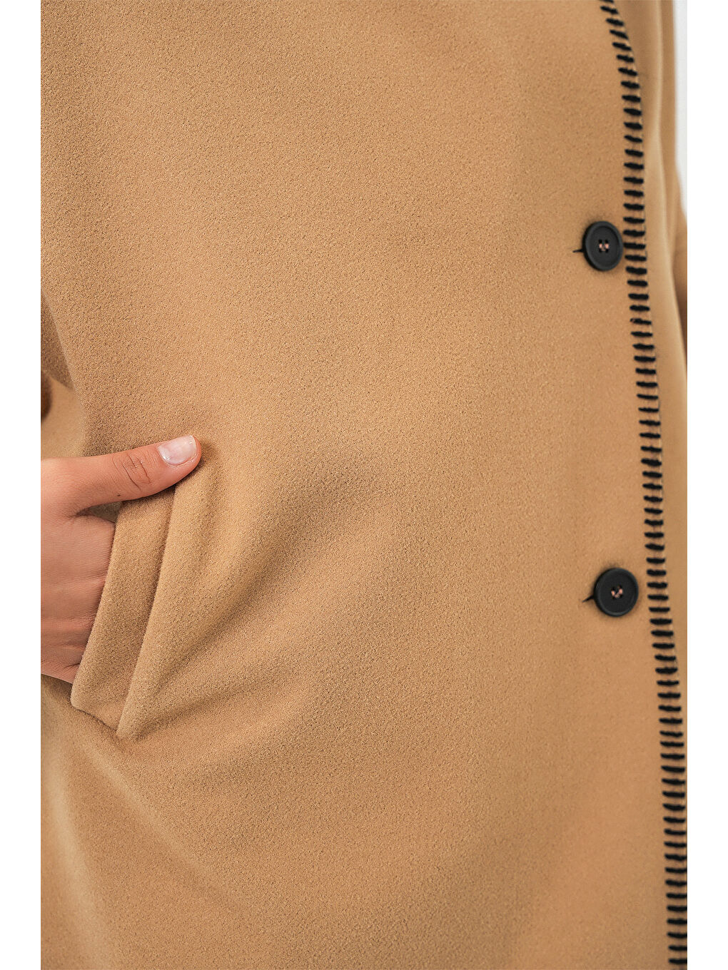 Sarı Kadın Nakışlı Kaşe Ceket 9167 - Hardal-4