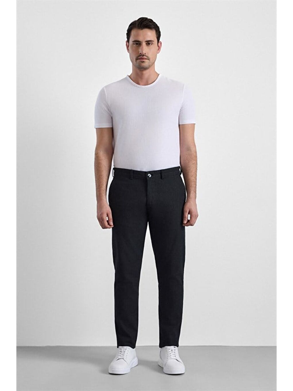 Siyah Slim Casual Pantolon-1