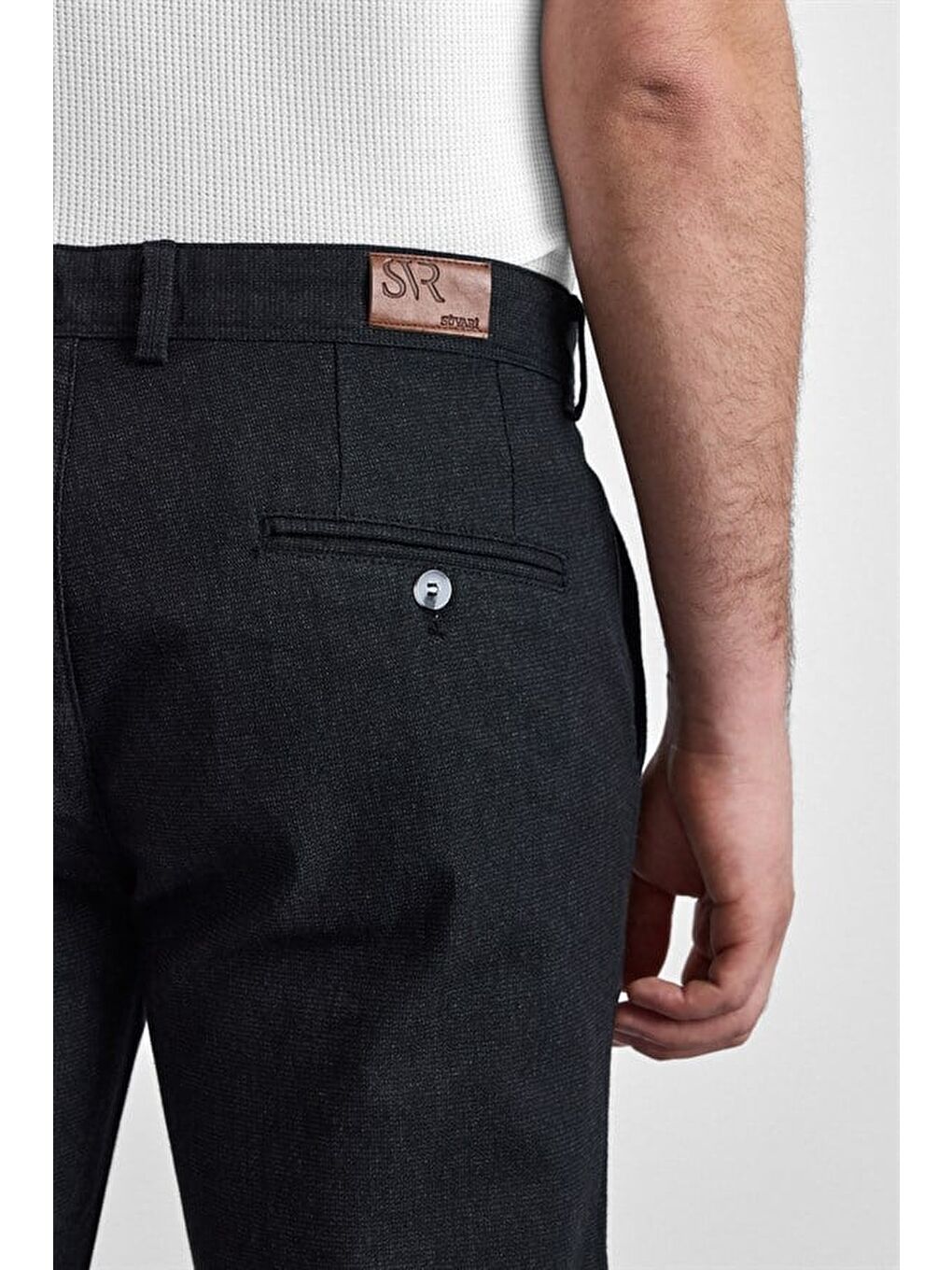 Siyah Slim Casual Pantolon-3