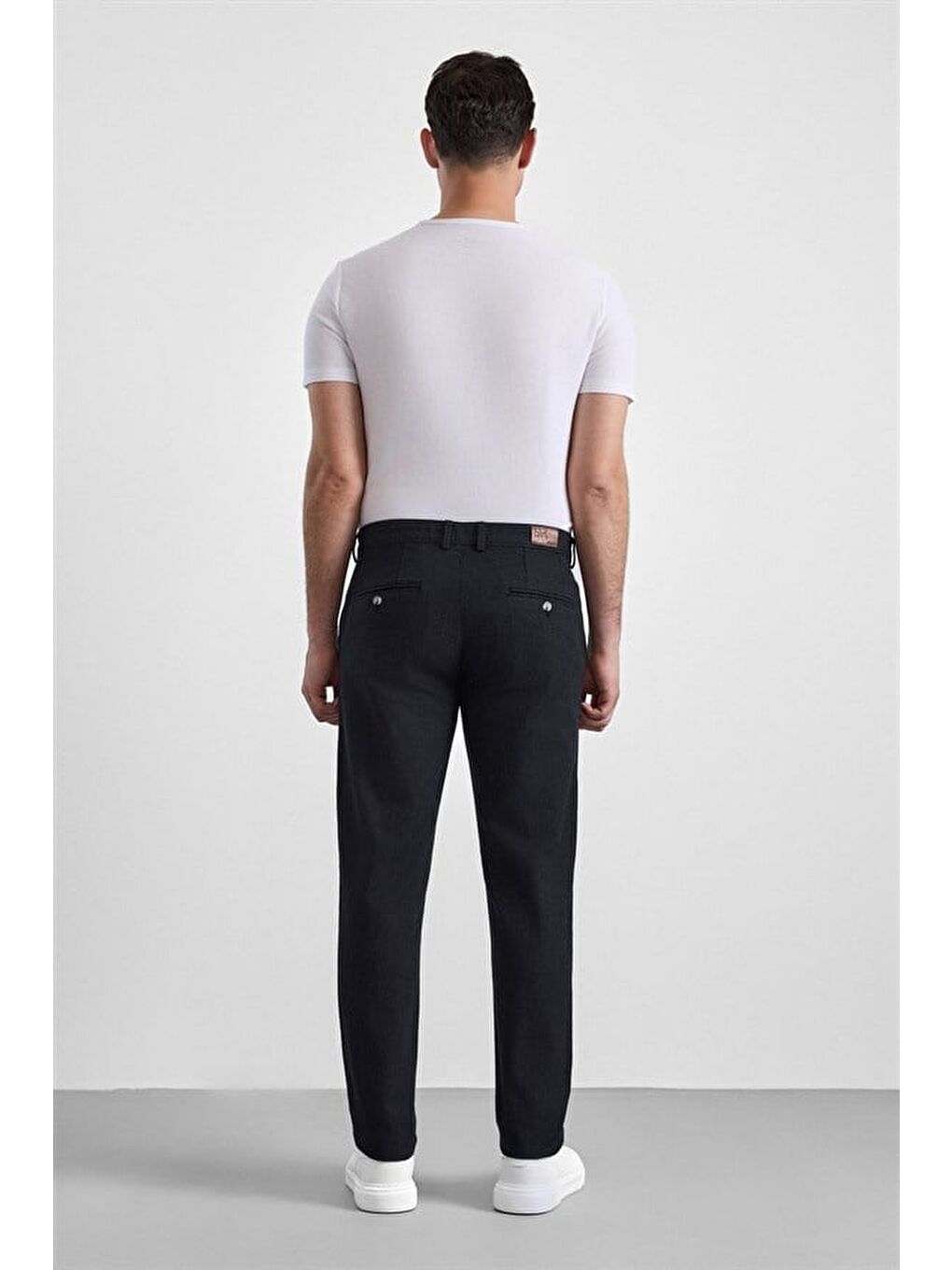 Siyah Slim Casual Pantolon-4