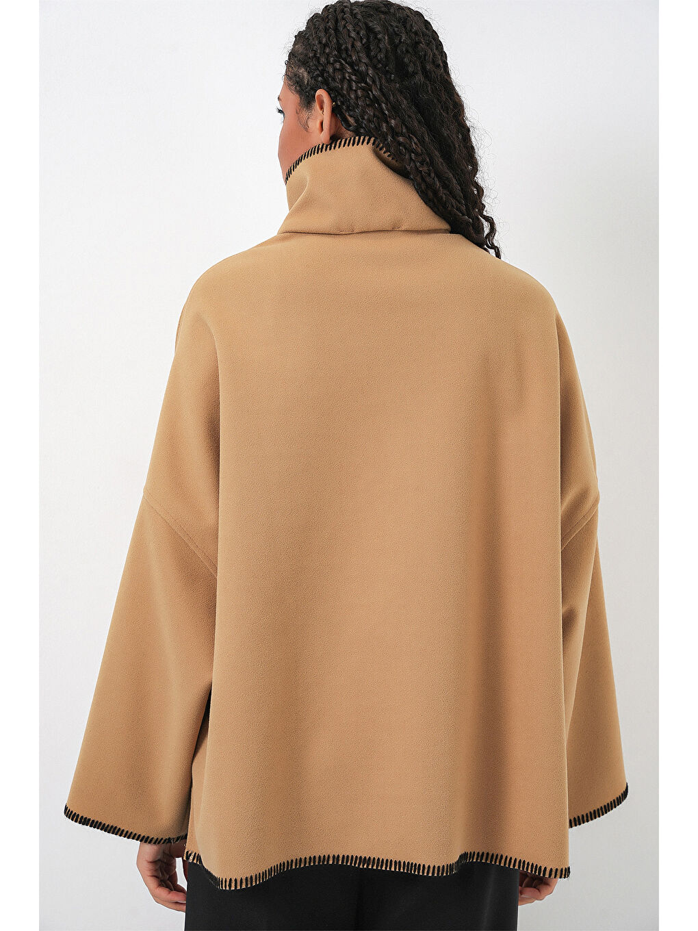 Sarı Kadın Nakışlı Kaşe Ceket 9167 - Hardal-5