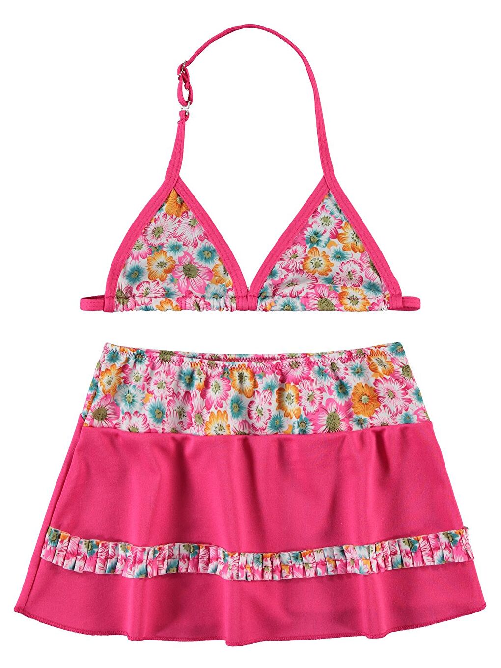 Girls Kız Çocuk Etekli Bikini 2-12 Yaş Fuşya