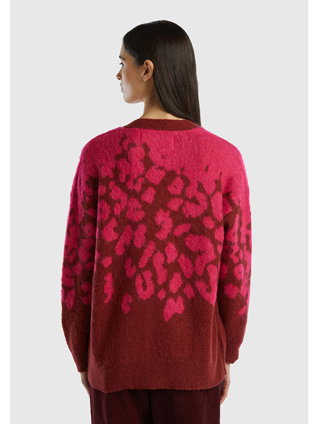 Kadın Fuşya Moher Karışımlı Hırka-2