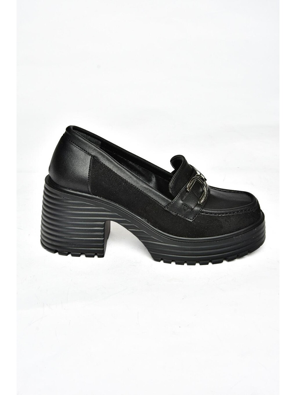 R9960500 Siyah Kadın Topuklu Loafer Ayakkabı-3