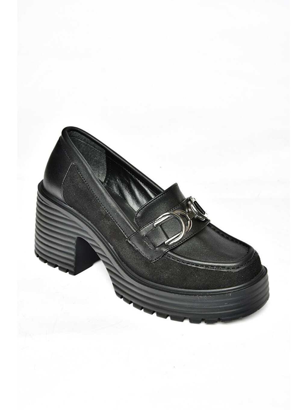 R9960500 Siyah Kadın Topuklu Loafer Ayakkabı-4