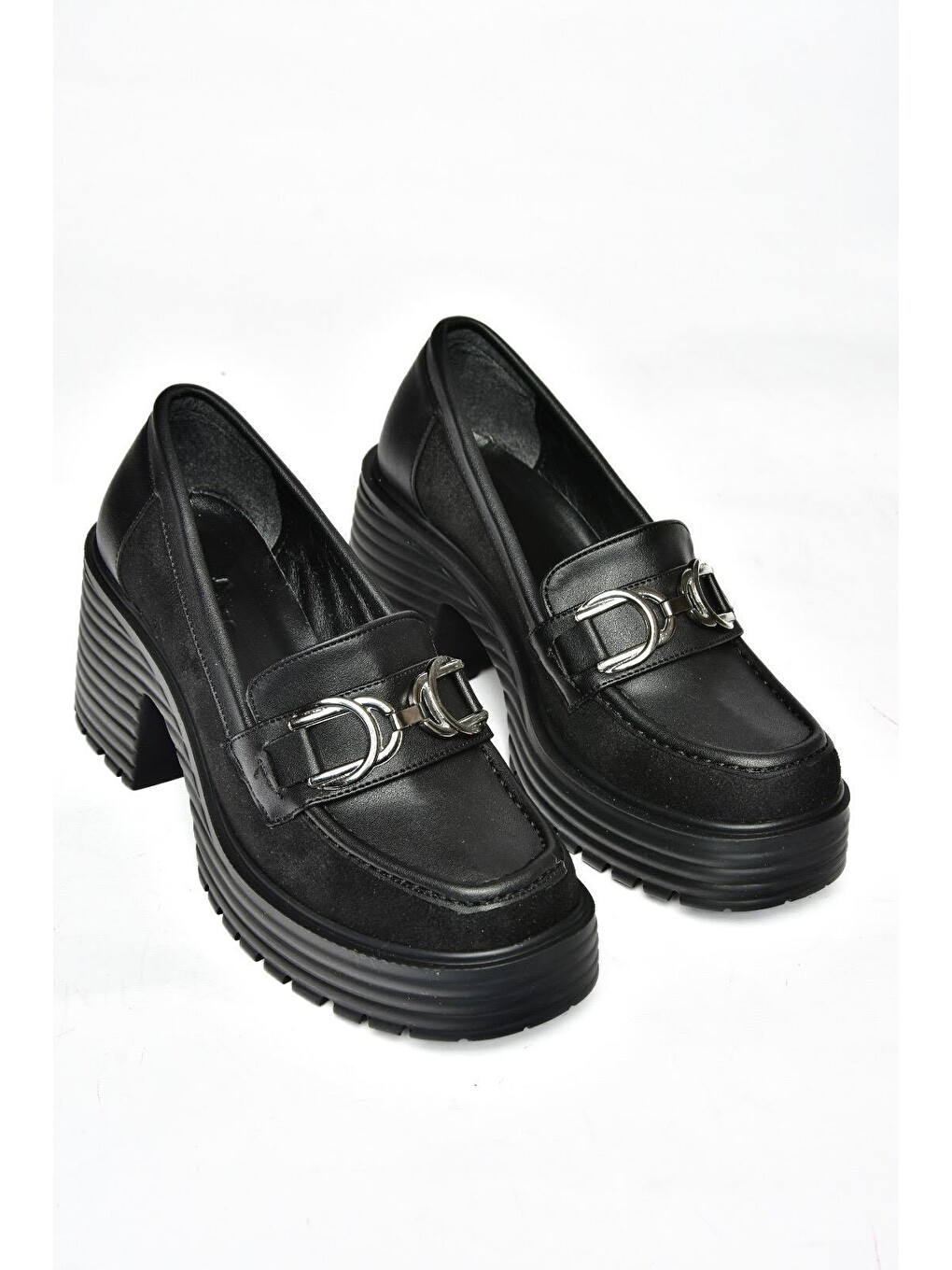 R9960500 Siyah Kadın Topuklu Loafer Ayakkabı-5