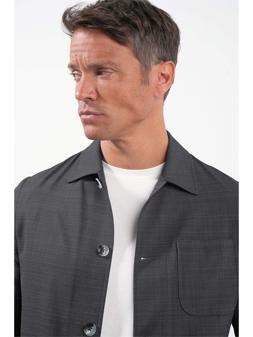 Antrasit Füme Berberi Yaka Slim Fit Esnek Ceket 1007260154-3