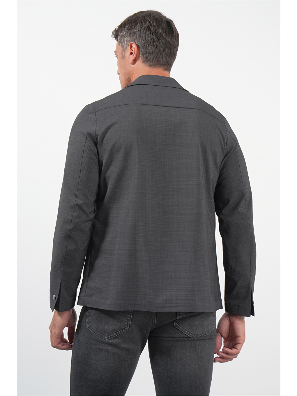 Antrasit Füme Berberi Yaka Slim Fit Esnek Ceket 1007260154-4
