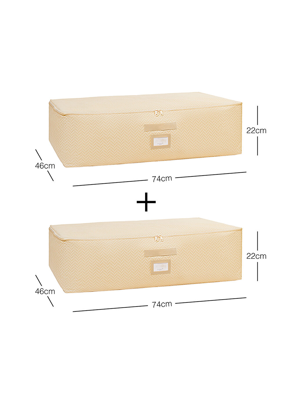 2'li Mega Boy Bej Balıksırtı Baza Altı Hurç Set 74 x 46 x 22 cm-6