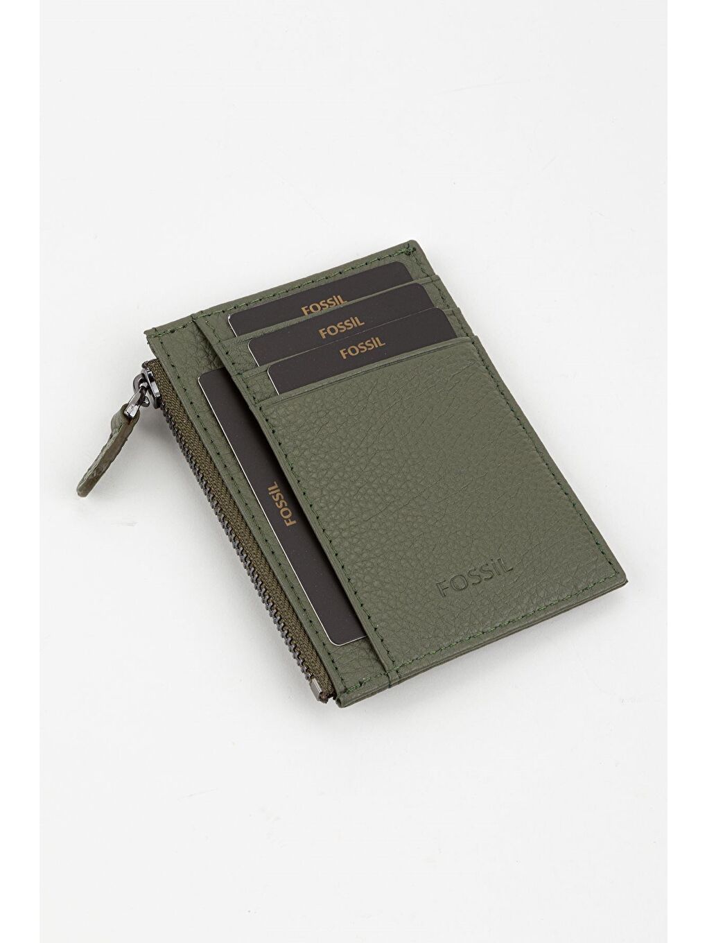 Yeşil Kutulu Hakiki Deri Fermuar Detaylı Kırmızı Unisex El Portföyü Kartlık Cüzdan-2