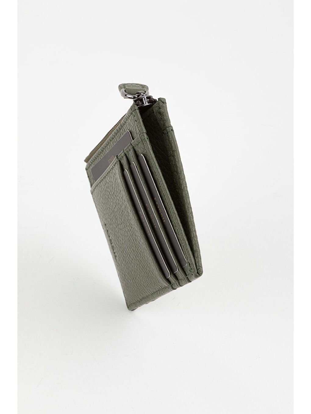 Yeşil Kutulu Hakiki Deri Fermuar Detaylı Kırmızı Unisex El Portföyü Kartlık Cüzdan-5