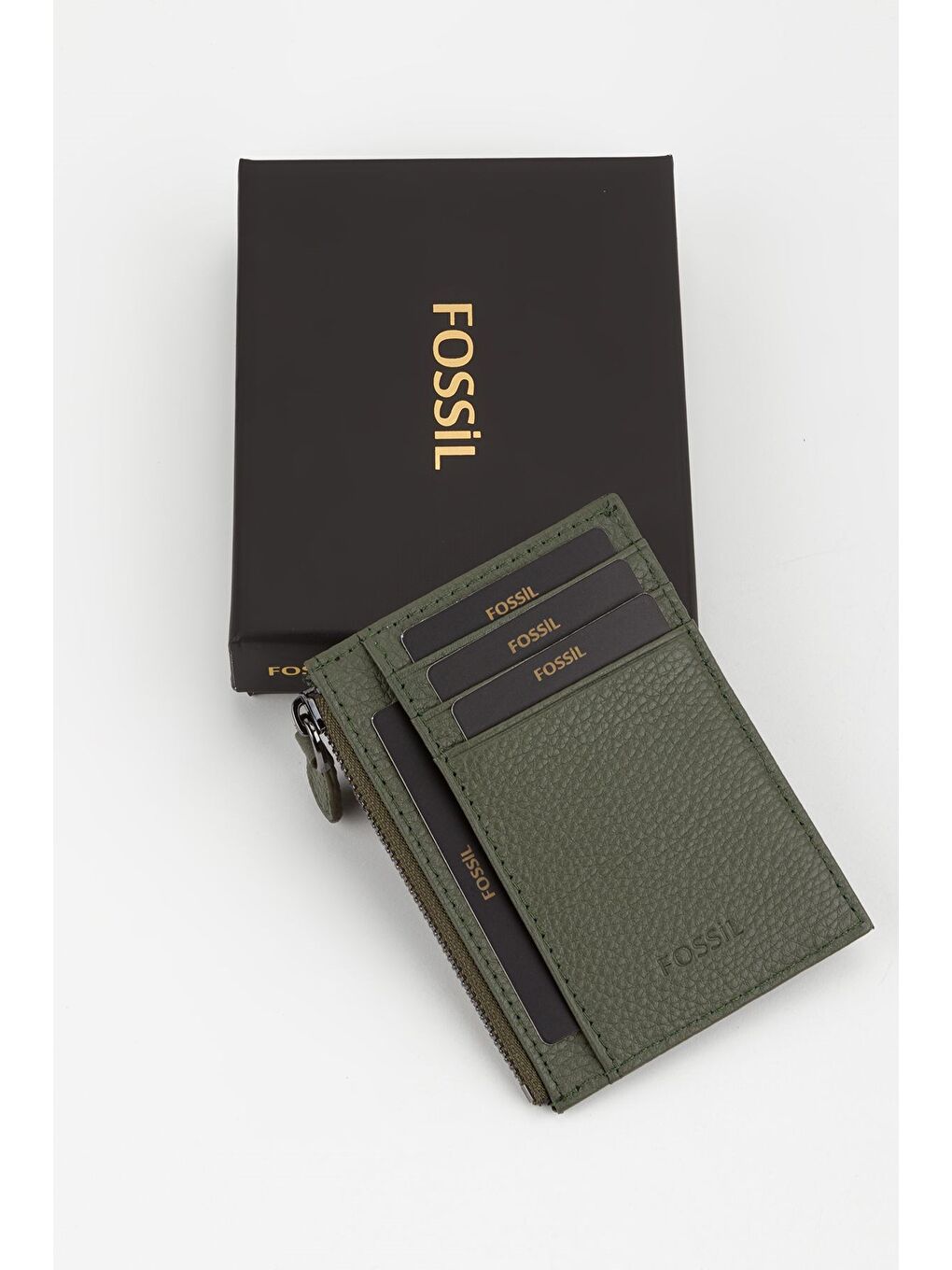 Yeşil Kutulu Hakiki Deri Fermuar Detaylı Kırmızı Unisex El Portföyü Kartlık Cüzdan-6