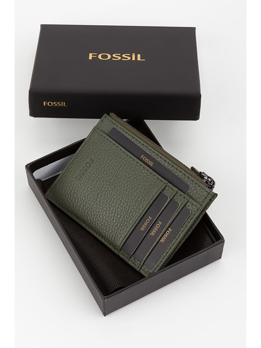 Yeşil Kutulu Hakiki Deri Fermuar Detaylı Kırmızı Unisex El Portföyü Kartlık Cüzdan-7