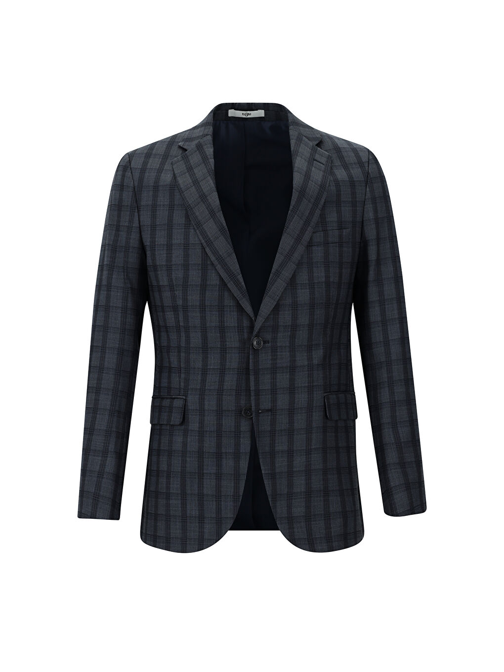 Antrasit Regular Fit Kombinli Ekose Takım Elbise-1