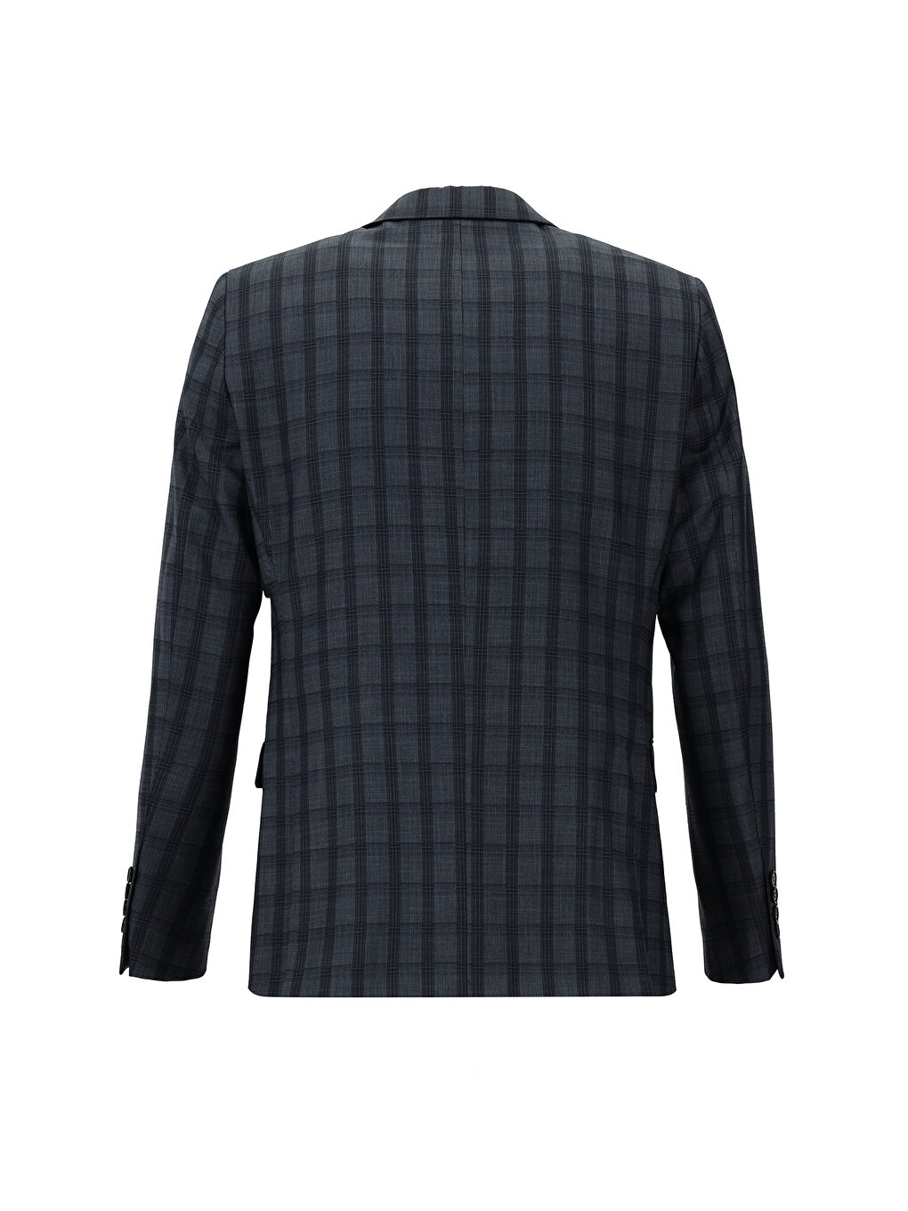 Antrasit Regular Fit Kombinli Ekose Takım Elbise-2