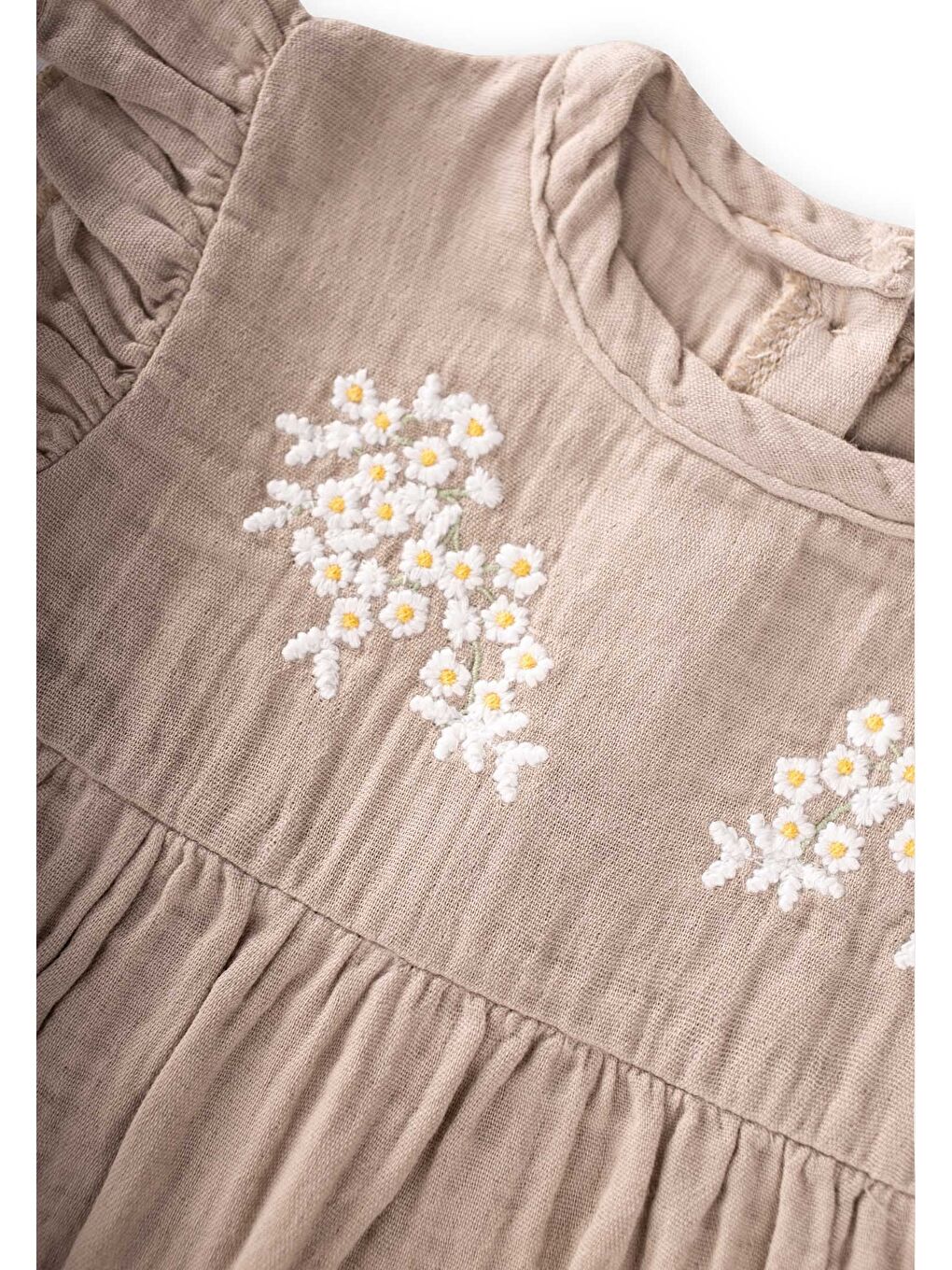 Bej Papatya Nakışlı Tulum 0-3 Yaş Vizon-2