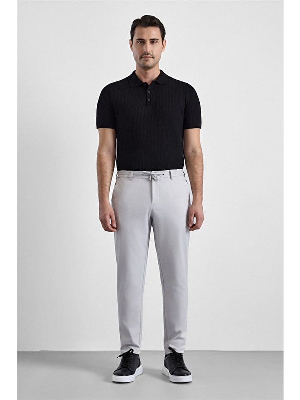 Gri Taş Slim Düz Jogger Pantolon