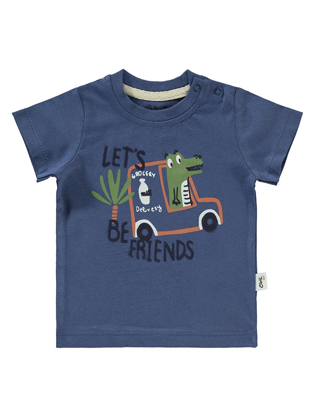 Baby Erkek Bebek 2'li Tişört 3-12 Ay İndigo-1