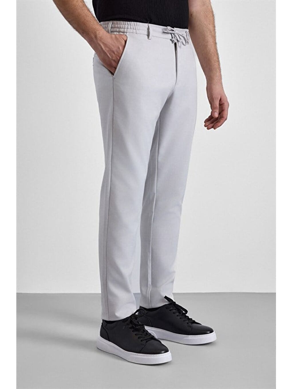 Gri Taş Slim Düz Jogger Pantolon-2