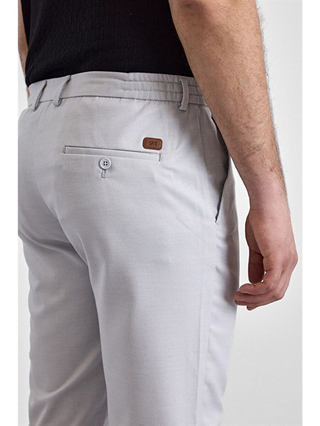 Gri Taş Slim Düz Jogger Pantolon-3