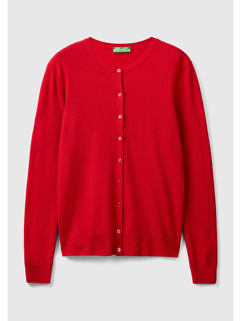 United Colors Of Benetton Kirmizi Kadın Kırmızı Bisiklet Yaka %100 Merino Hırka - 1