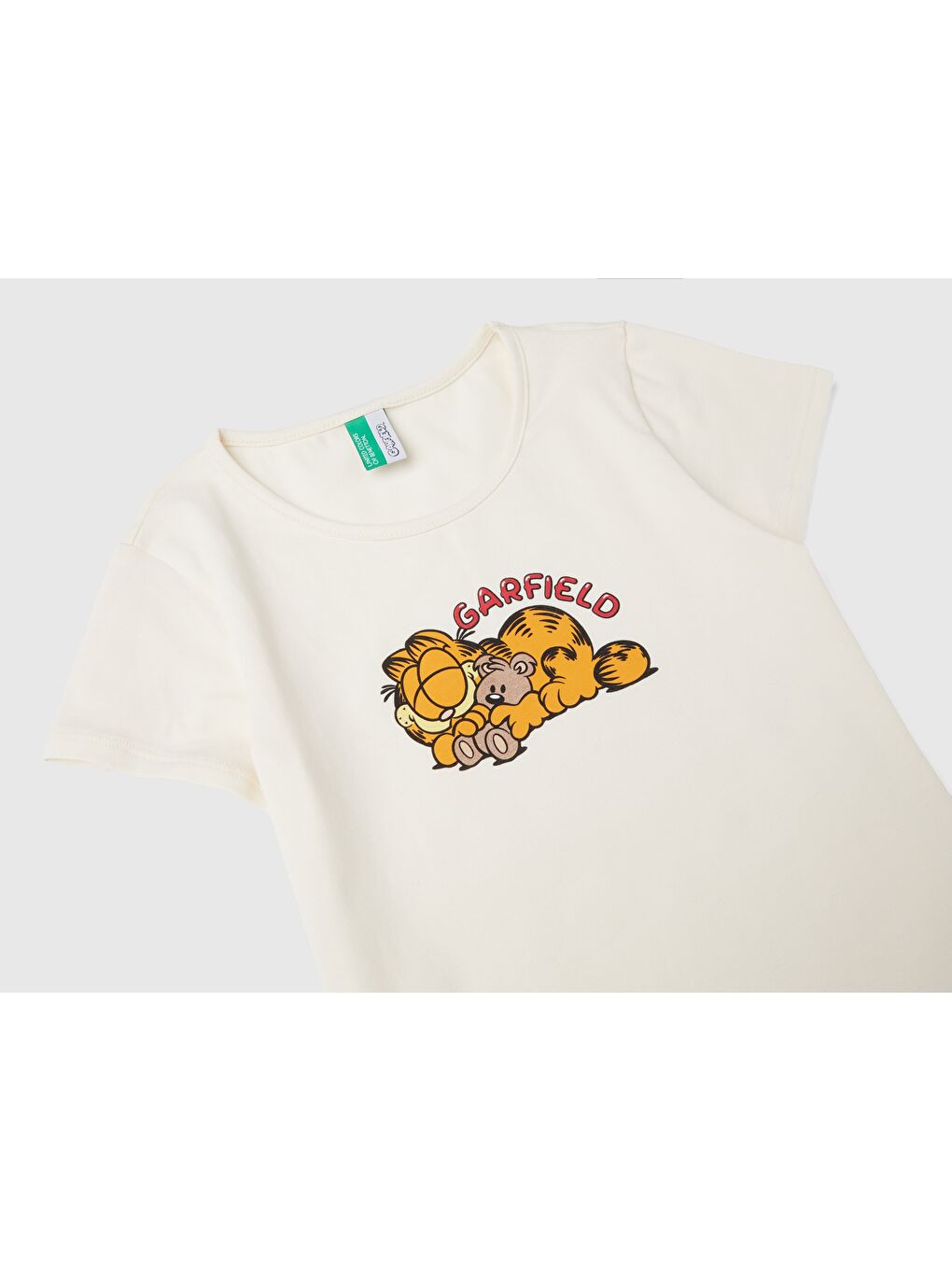 United Colors Of Benetton Ekru Kız Çocuk Krem Garfield Baskılı Tişört ve Külot Pijama Takımı - 2