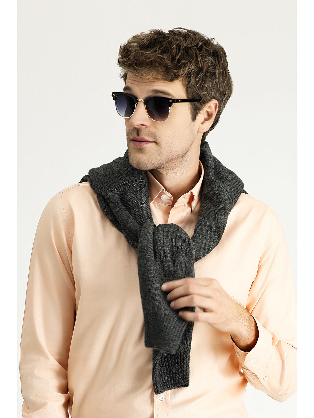 Turuncu Uzun Kol Slim Fit Dar Kesim Oxford Pamuk Düğmeli Yaka %100 Pamuk Gömlek-1