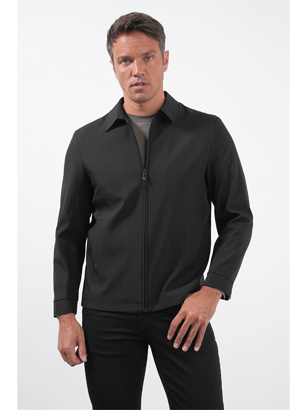 Siyah Berberi Yaka Slim Fit Ceket 1007260155-2