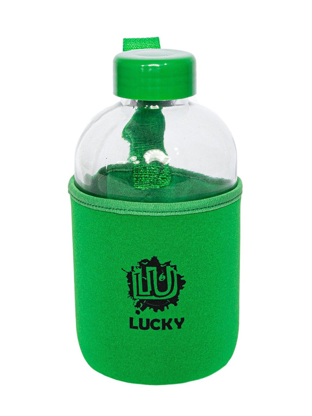 Biggdesign Yeşil Moods Up Lucky Neopren Kılıflı Cam Matara 600 Ml