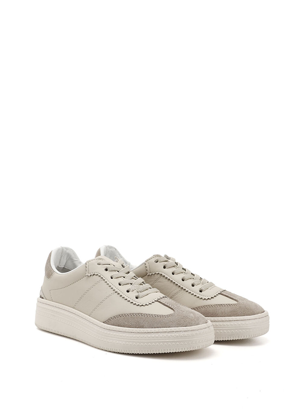 Bej Kadın BEJ-CAMEL Lastik Bağcıklı Hakiki Deri Sneaker-1