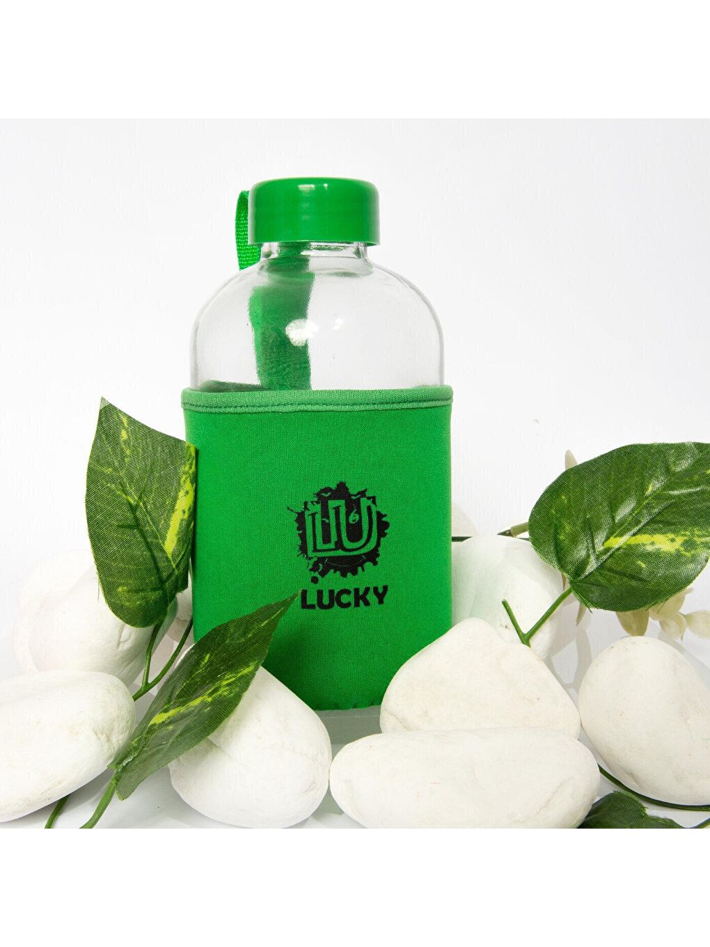 Biggdesign Yeşil Moods Up Lucky Neopren Kılıflı Cam Matara 600 Ml - 2