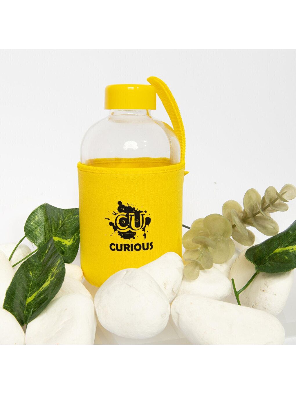 Biggdesign Sarı Moods Up Curious Neopren Kılıflı Cam Matara 600 Ml - 2