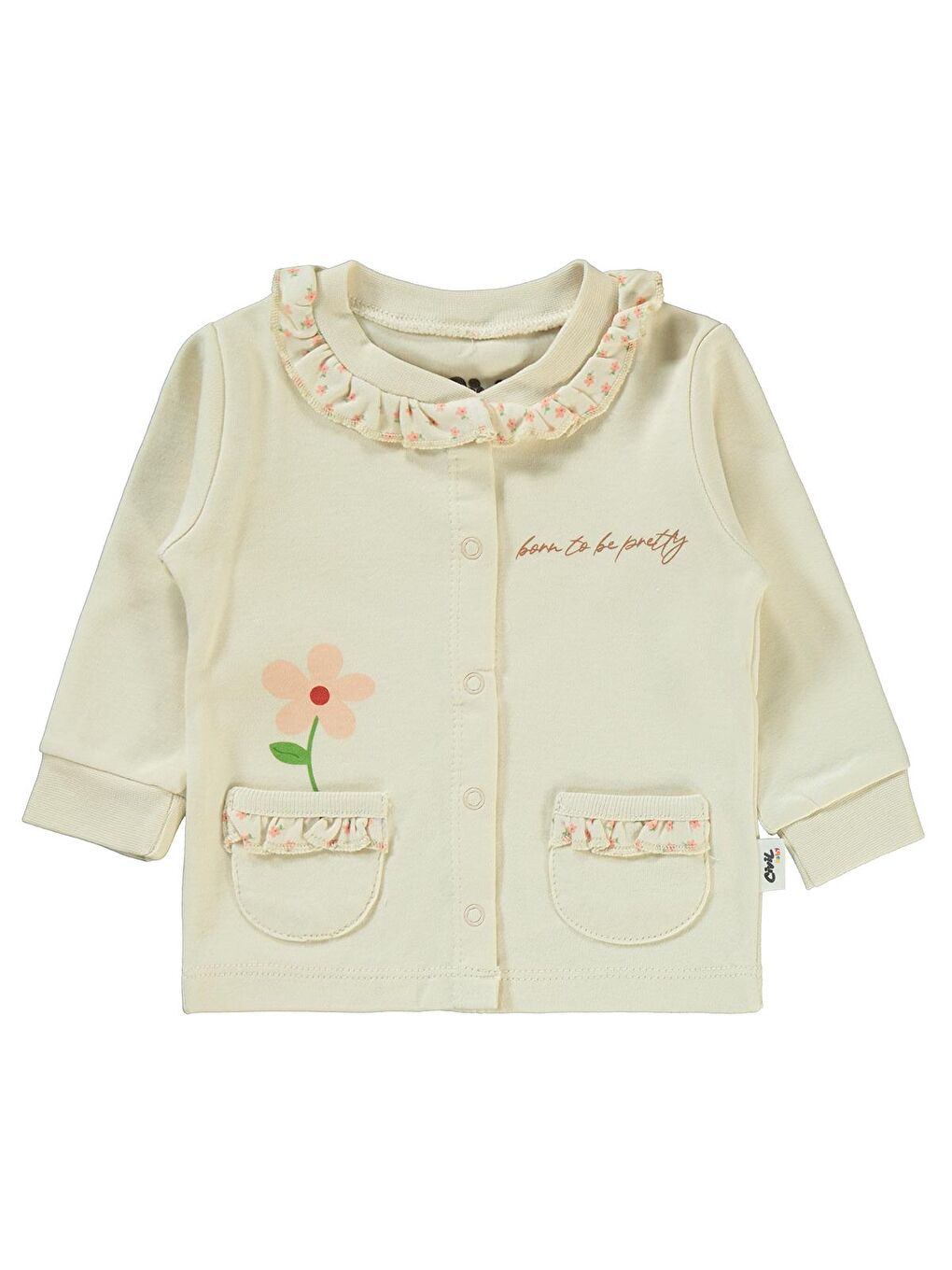 Beyaz Baby Kız Bebek Pijama Takımı 1-6 Ay Tebeşir-1