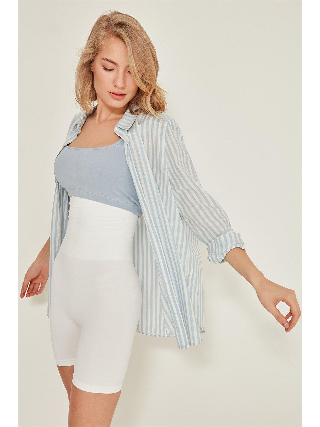 C12014 Kadın Double Korse Boxer Beyaz-2