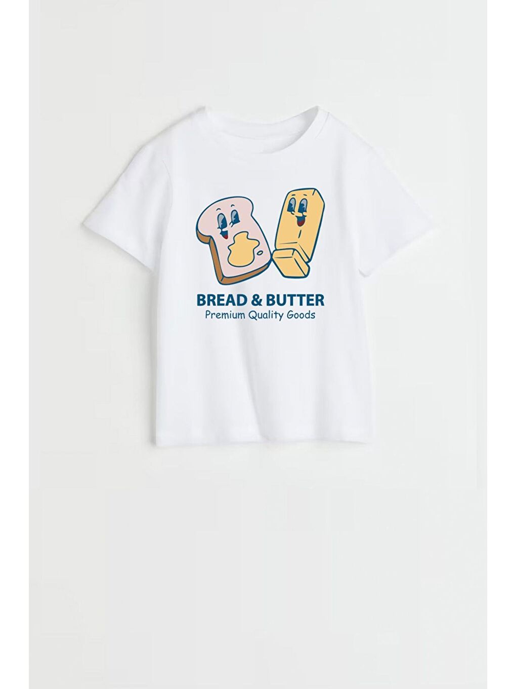 Ekru Unisex Bisiklet Yaka Baskılı Tshirt-1