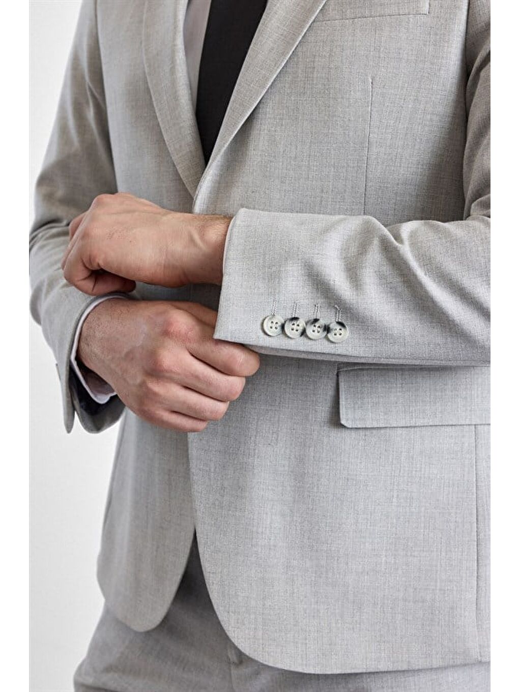 Gri Slim Sivri Yaka 6 Drop Takım Elbise-3