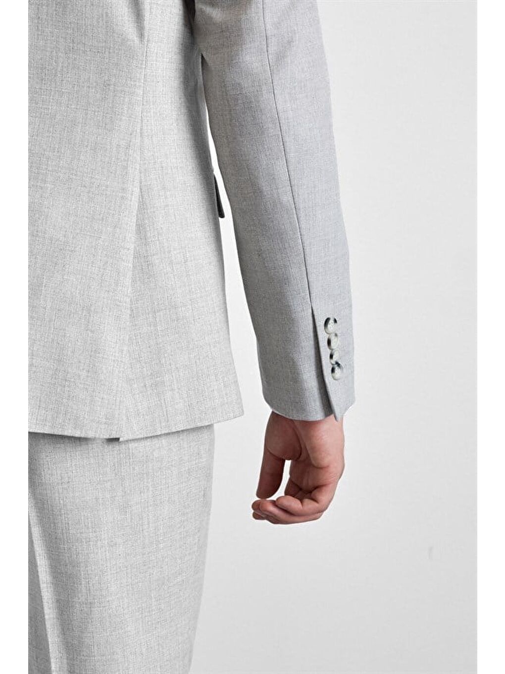 Gri Slim Sivri Yaka 6 Drop Takım Elbise-4