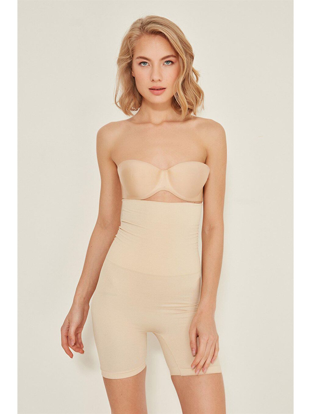 Bej C12014 Kadın Double Korse Boxer Ten