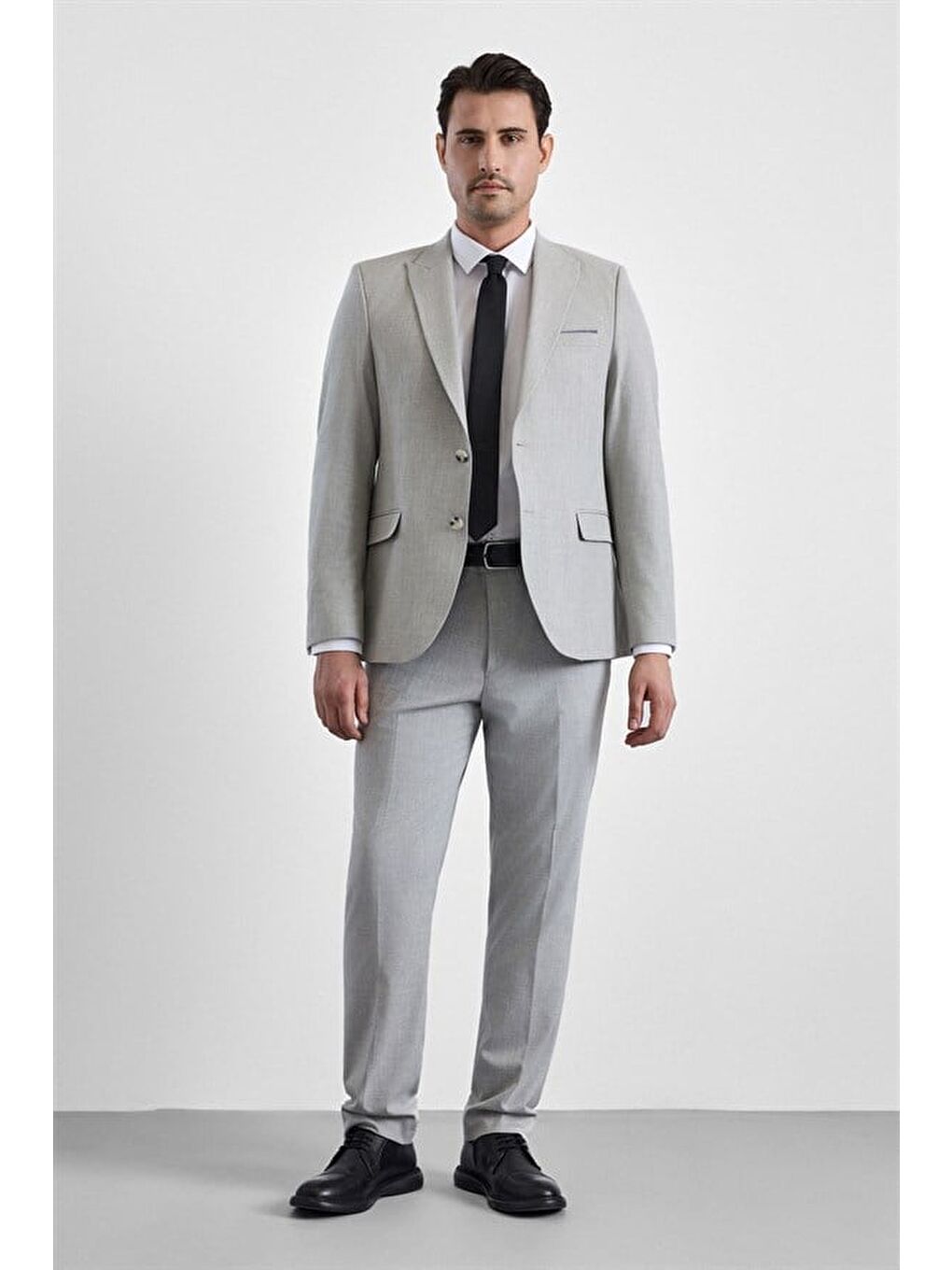 Gri Slim Sivri Yaka 6 Drop Takım Elbise-6