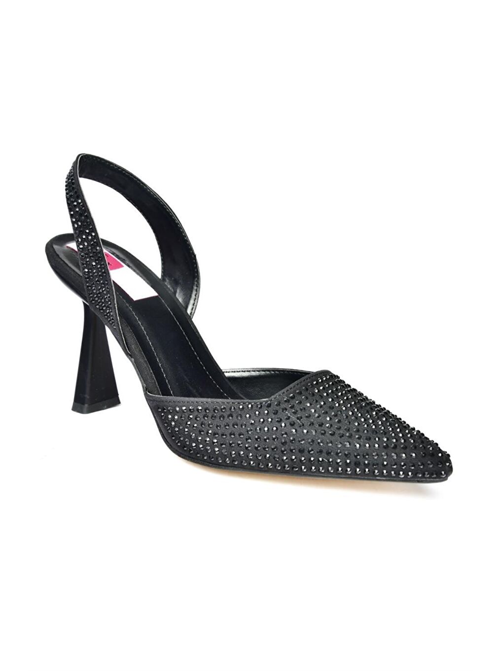 P820056104 Siyah Kumaş Taşlı İnce Topuklu Kadın Abiye Ayakkabı-2