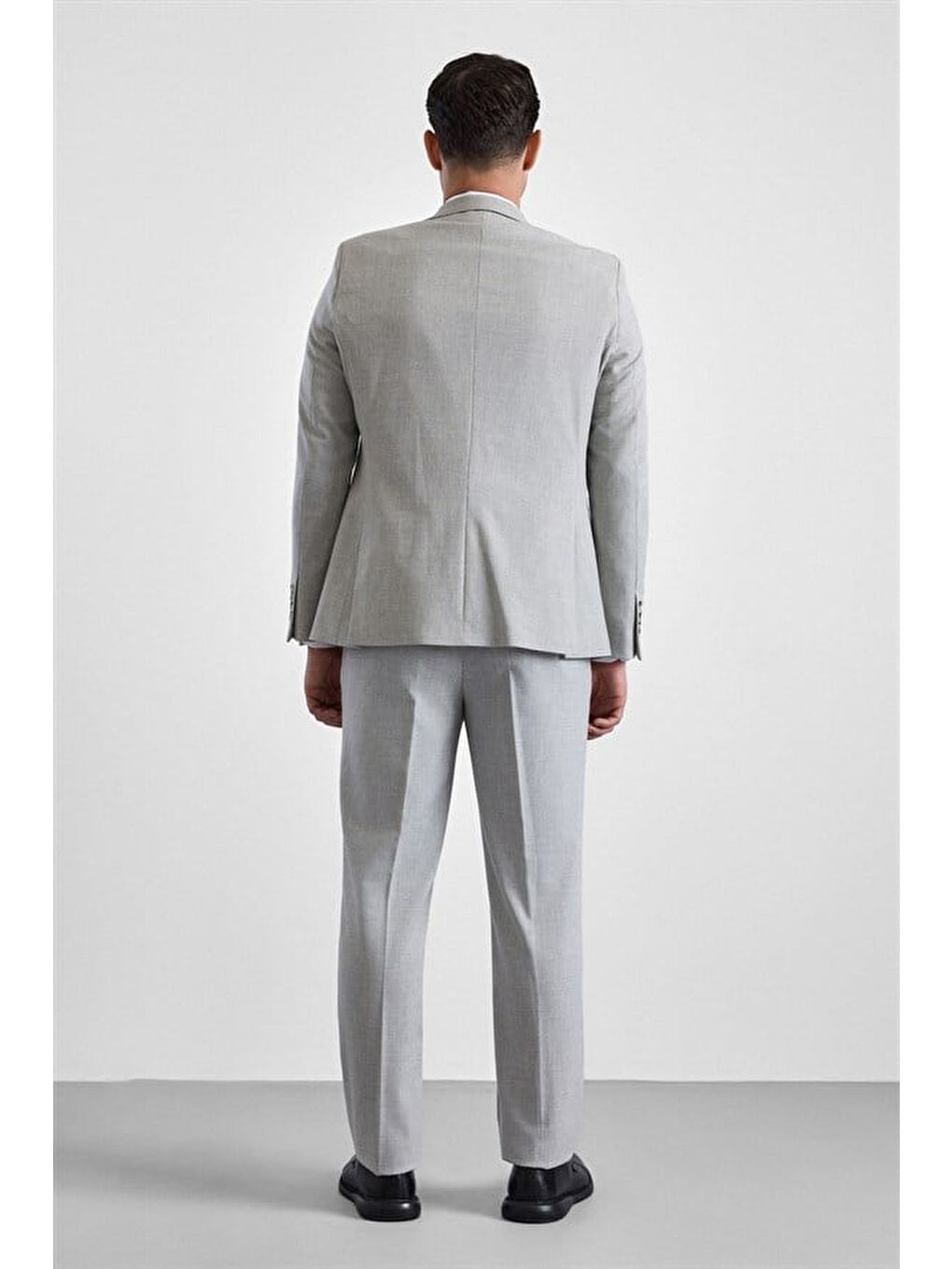 Gri Slim Sivri Yaka 6 Drop Takım Elbise-9